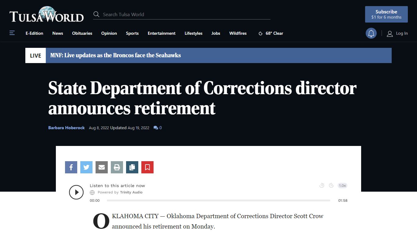 State Department of Corrections director announces retirement